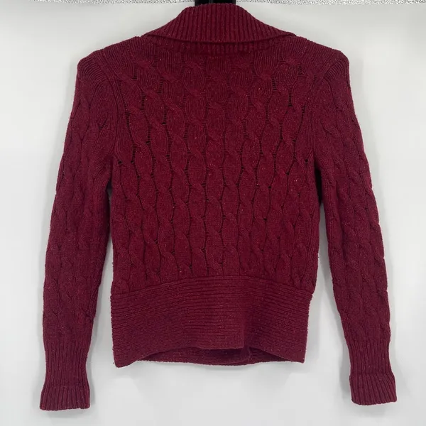 Eddie Bauer Cable Knit Angora Cardigan Womens Sweater Sz SP Fisherman Preppy - Image 6