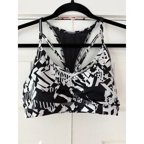 Gymshark Multi Strap Racerback‎ Sports Bra Black White Geometric Print - Image 2