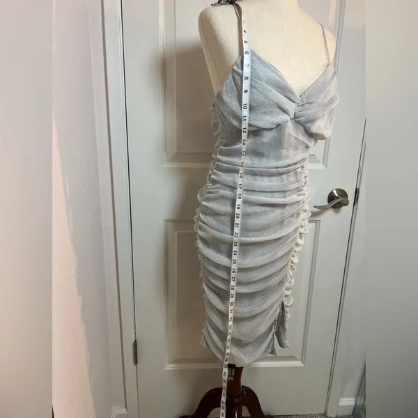 Lulu's Shimmering Silver Ruched‎ Mini Dress - Image 5