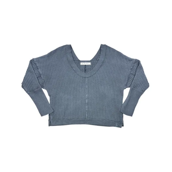 Free People We The Free New Magic Thermal‎ Top Gray XS Waffle Knit Pullover Boho - Image 3