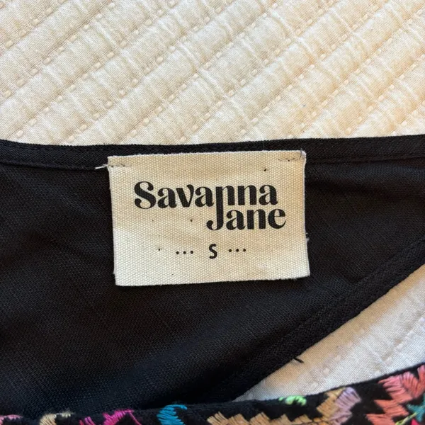 Savanna Jane the Bella Horatio Ribbon Tie Linen Blend Embroidered Tank Women's S - Image 7
