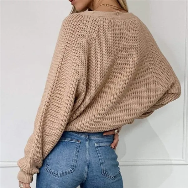 NEW Tan Khaki Knitted V-neck Oversized Cardigan - Image 3