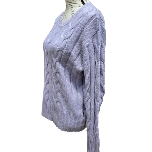 Banana Republic Womens Lavender Purple Cable Knit Crew Neck Sweater NLN02685 M‎ - Image 3