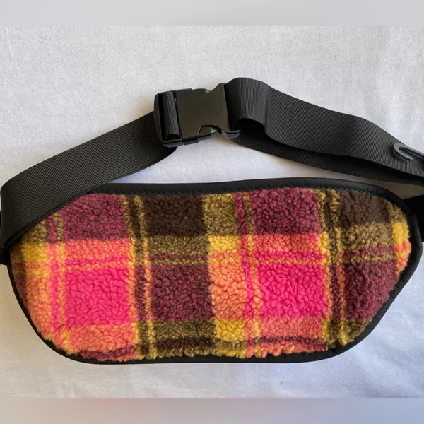 Women’s hands‎ free rectangular fanny pack pink plaid - Image 10