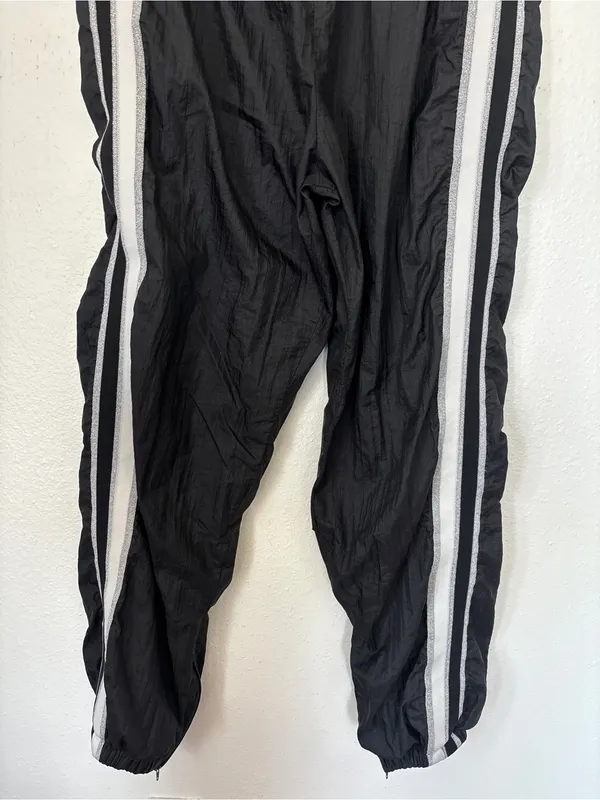 Vintage 90s Y2K Black & Silver Windbreaker Cheerleader Jogger Pants - Image 4