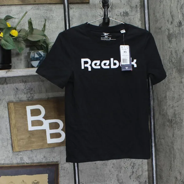 NWT Reebok Womens Logo Cotton Graphic T-Shirt Tee IT8891 Black XS - Image 2
