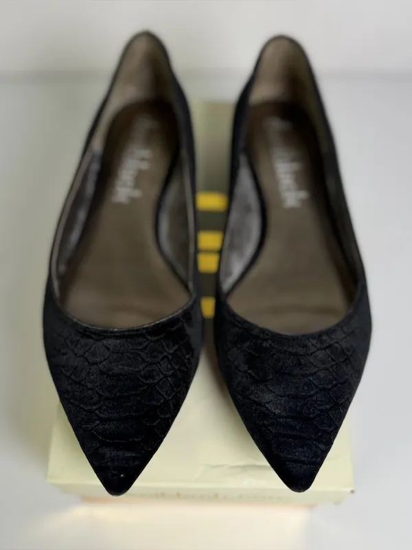 Daniblack Rexa Black Python Velvet Pointed Toe Ballet Flats Women Sz 10 - Image 3