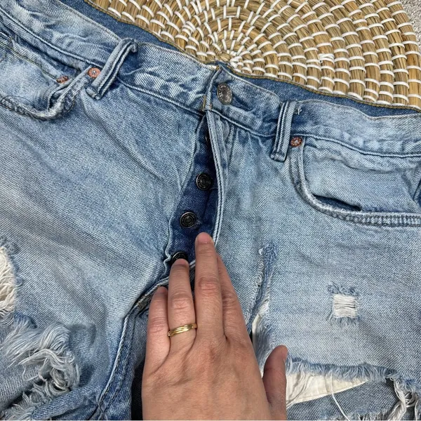 Free People We The Free Jean Mini Short Distressed Cut Off Button Fly Size 30 - Image 8