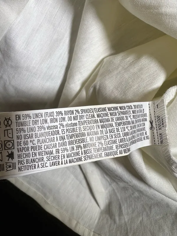 Forever 21 White Linen Blend Button Front Belted Midi Dress Small - Image 10