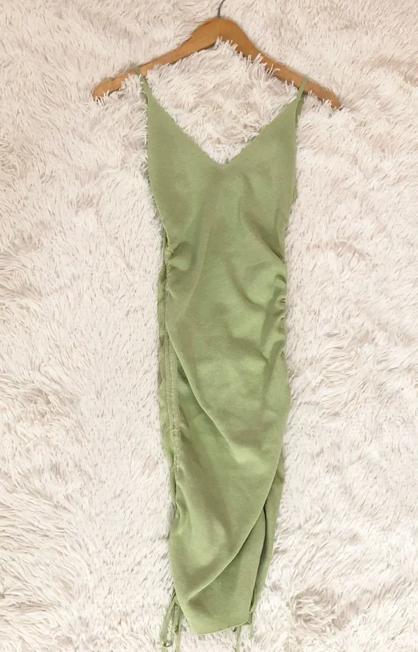 Princess Polly ruched Bridie mini dress in green - Image 4
