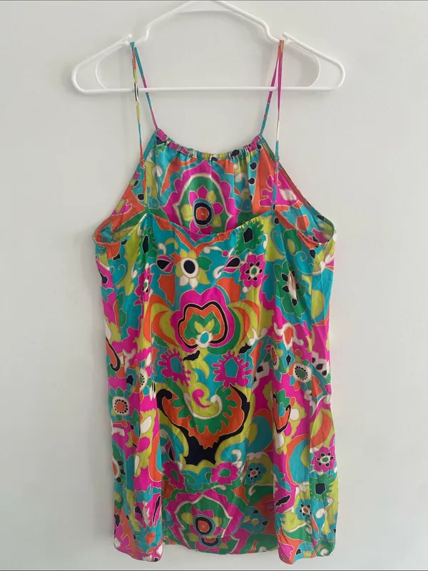 Alice & Trixie Silk Halter Neck Adjustable Strap Bright Bold Slip Dress LARGE - Image 11