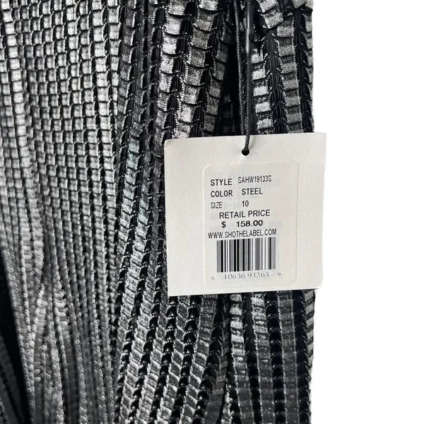 New Women’s Sho By Tadashi Shoji Metallic Textured Fringe Minidress Size 10 - Image 4
