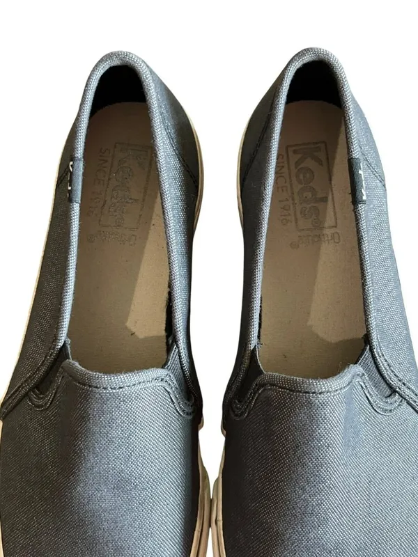 Keds Womens 7.5 Grey Canvas Slip On Sneakers WF59047 USED - Image 5