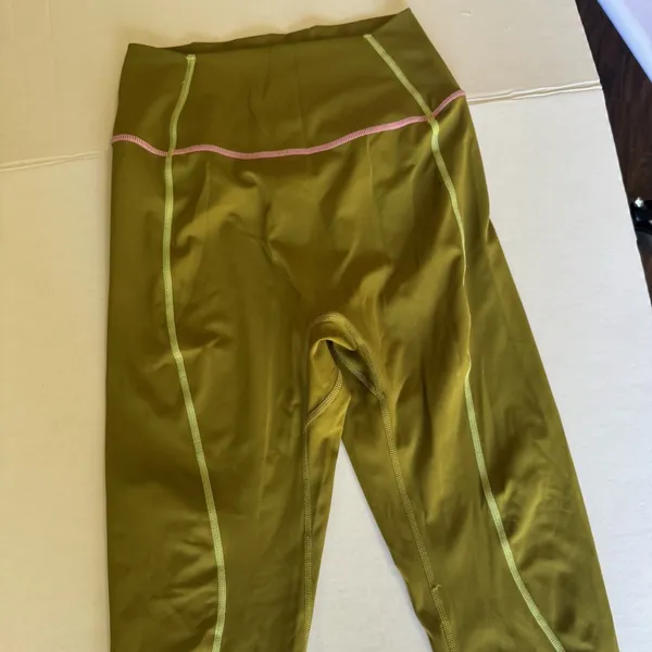Buffbunny Collection Leggings Women's Small Olive Green Pink Contrast High Rise - Image 4