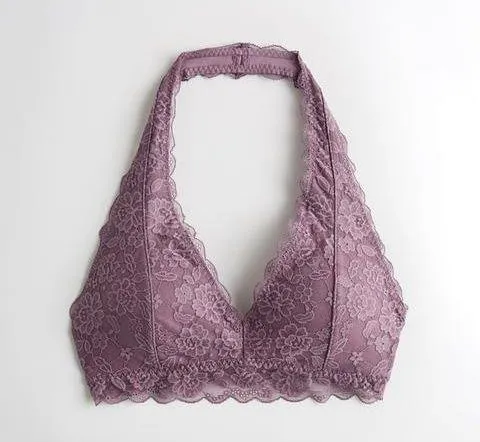 Gilly Hicks Purple Everything Lace Halter Bralette With Removable Pads - Image 2