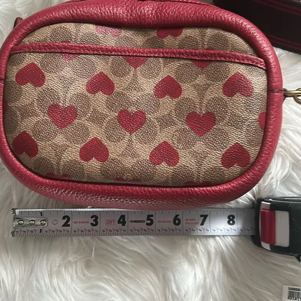 Coach Camera Bag Signature Canvas Heart Print Crossbody C8390 - Image 9