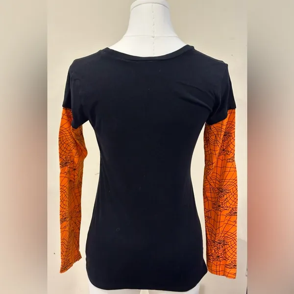 Hello Kitty Orange Black White & Yellow Flying Witch Long Sleeves T Shirt Sz S J - Image 5