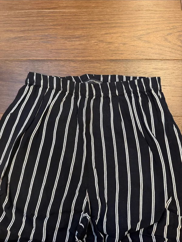 Brandy Melville Pants Black White Striped Wide Leg Elastic Waistband - C31-047 - Image 4