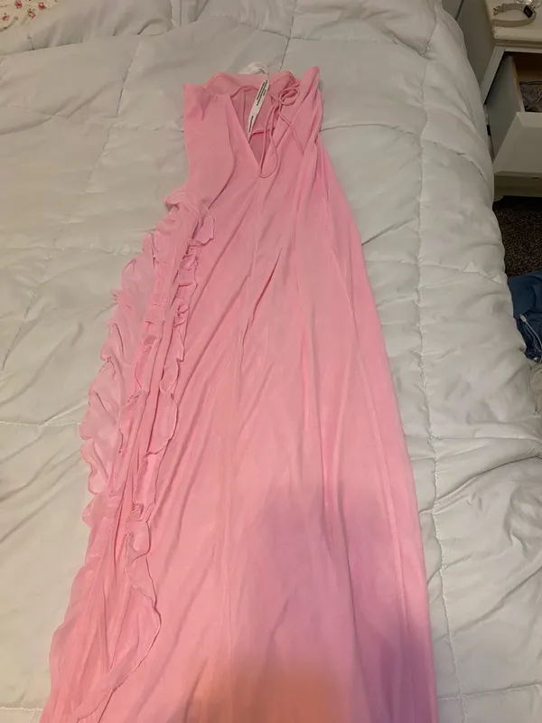 Lucy in the Sky Maxi Dress Pink Ruffle - Image 3