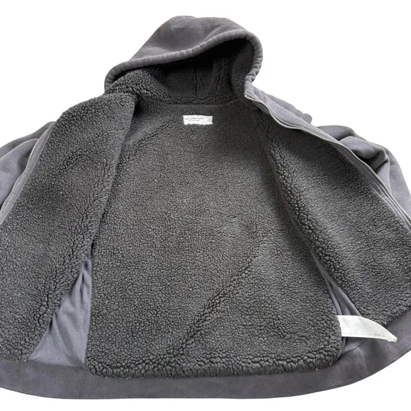 Abercrombie & Fitch Hoodie Women XS‎ Gray Sherpa Lined Zip Up Fleece Jacket - Image 4
