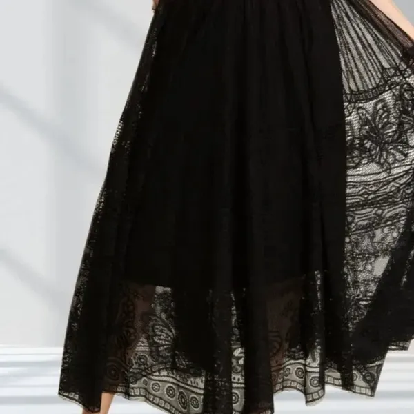 ✨NWT‎ ADORA Elastic Waist Raw Hem Lace Maxi Skirt - Image 3