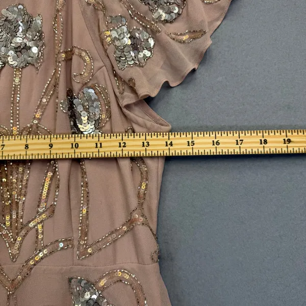 ASOS Womens Embellished Open Back Mini Dress‎ Dusty Rose Beaded Sequin Size 6 - Image 4