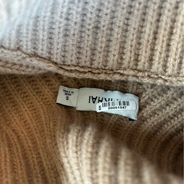 Simkhai Cashmere Wool Adrienne Striped Button Turtleneck Brown Sweater - Image 9