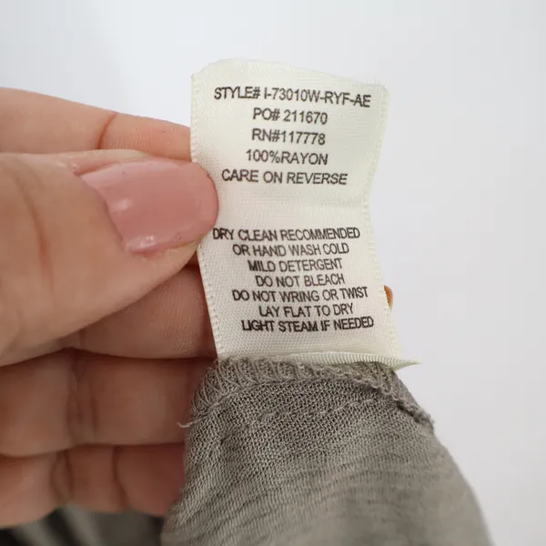 Lovestitch Smocked Tiered Maxi Dress Olive Grey Rayon Boho M - Image 3