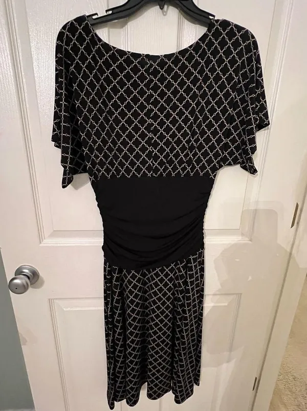 DONNA MORGAN Dress Vintage Short-sleeved Classic Stretch Fit & Flair. - Image 5