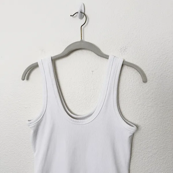 [Nuuds] White Ribbed Knit Scoop Neck Sleeveless Tank Bodysuit Top Size Medium M - Image 6