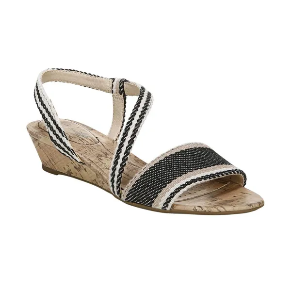 NWT Lifestride Yasmine MISMATCH PRINT Cork Wedge Sandals Natural Multi Brown 6W - Image 2