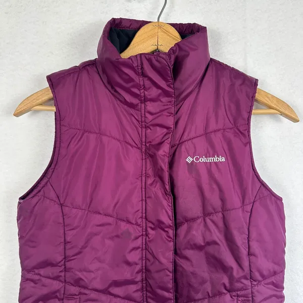 Columbia Purple Quilted Puffer Vest Womens‎ Small Fleece Lined Insulated Winter - Image 3