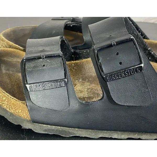 Birkenstock Arizona Sandals Women's Size 38 (US 7) Black Leather Cork Heels - Image 5