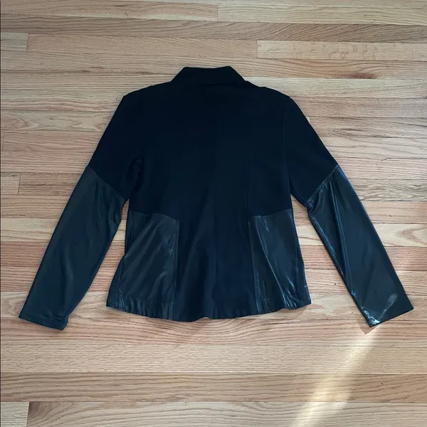 Jessica Simpson Moto Jacket Womens Medium Black Faux Leather Zip Up Casual - Image 6