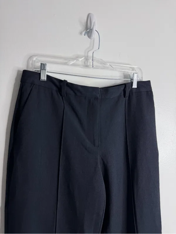 ZARA Navy Straight Leg Trouser Pant Pintuck Large Careerwear Business Casual - Image 10