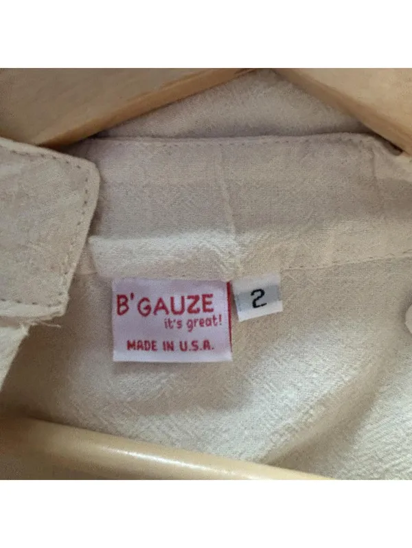 B'Gauze Women's Size 2 (L/XL) Natural Beige Cotton Gauze V-Neck Maxi Dress NWT - Image 5