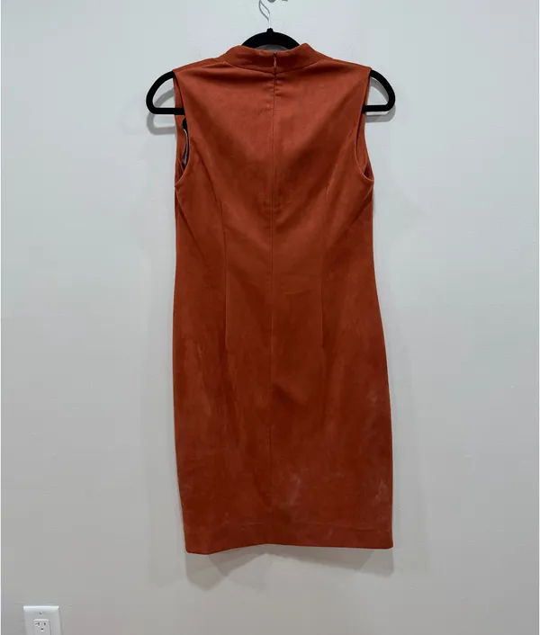 J. McLaughlin Rust Faux Suede Sleeveless Sheath Dress Size Medium - Image 5