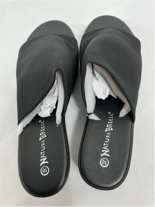 Womans New Nature Breeze Platform Slip On Slide Sandals 10 Black - Image 3