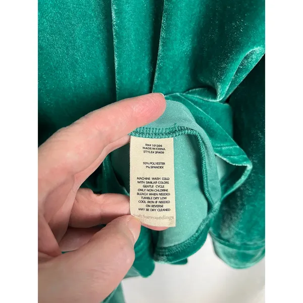 Soft Surroundings Green Velvet Button Up Blouse Sz.L - Image 15