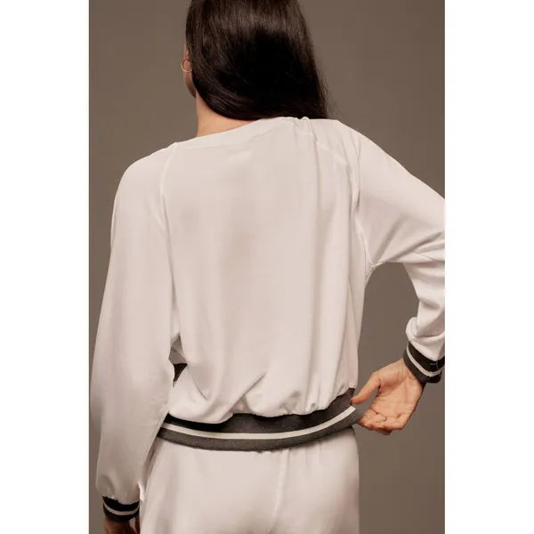 Sundry Anthropologie California Love Heart Graphic Sweatshirt White Grey Striped - Image 3