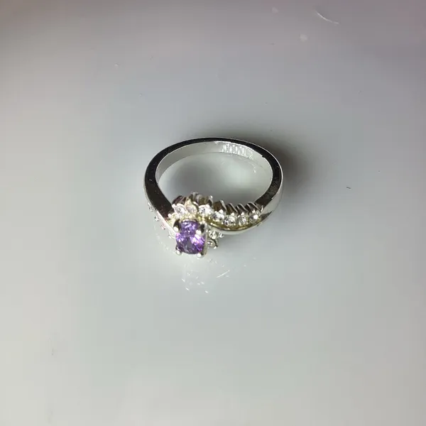 Faux Amethyst Crystal Ring Silver - Image 6