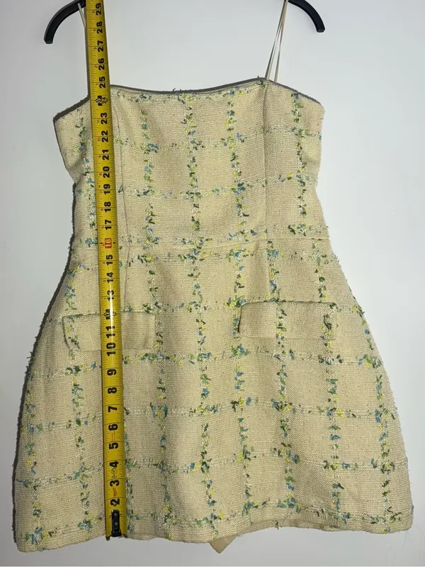 Amanda Uprichard Cream Floral-Check Tweed Mini Dress - Image 8