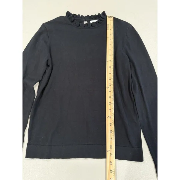 J Crew Sweater Womens Small Black 100% Cotton Lightweight Basic Layer Travel - Image 5