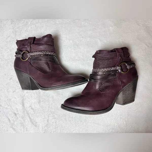 Maurices Burgundy Slouchy Boho Ankle Boots Size‎ 7.5 - Image 2