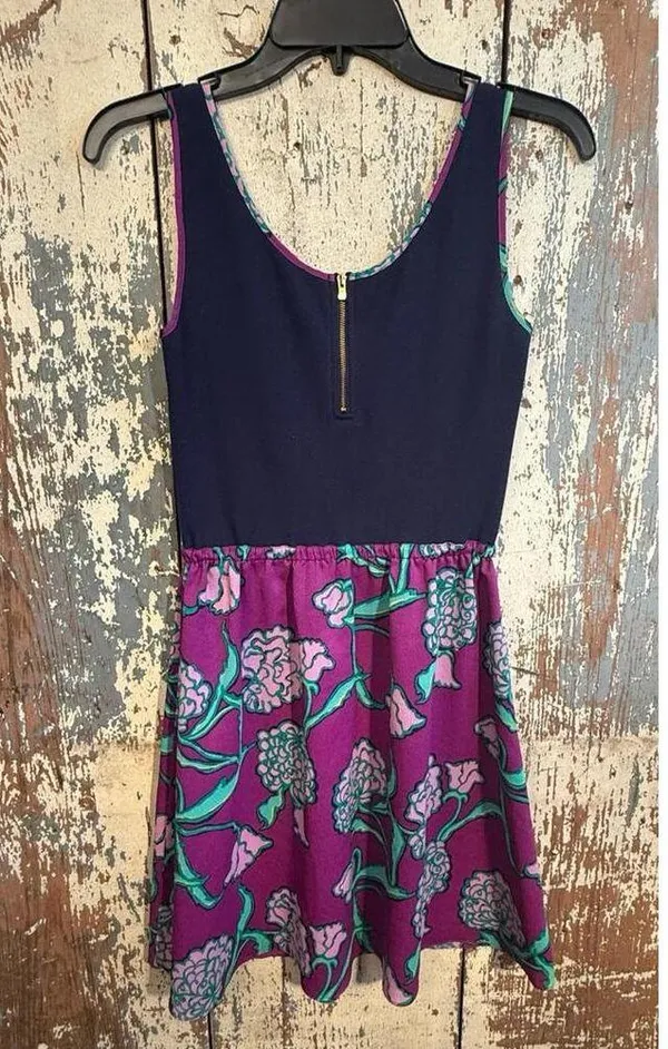Lilly Pulitzer Blue Purple Floral Wrap Tank Dress, size Small - Image 7