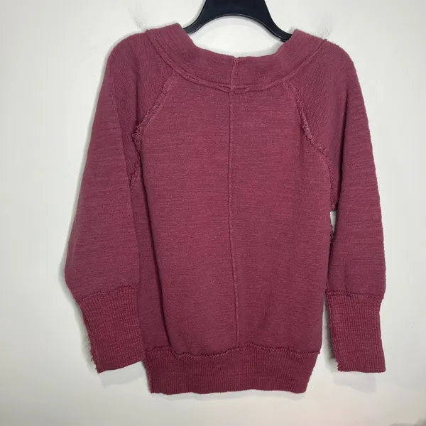 Free People pink exposed seam pullover sweater sweatshirt women's size small‎ - Image 4