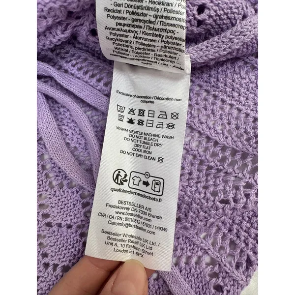Noisy‎ May Purple Pointelle Knit Rouched V-Neck Cropped Sweater Small - Image 7