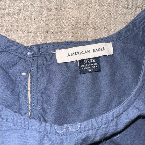 American Eagle Blue floral blue long sleeve blouse - Image 6