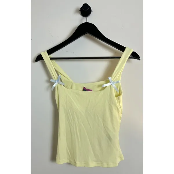 EDIKTED Lola Bow Rib Tank in Yellow Size X-Small - Image 3
