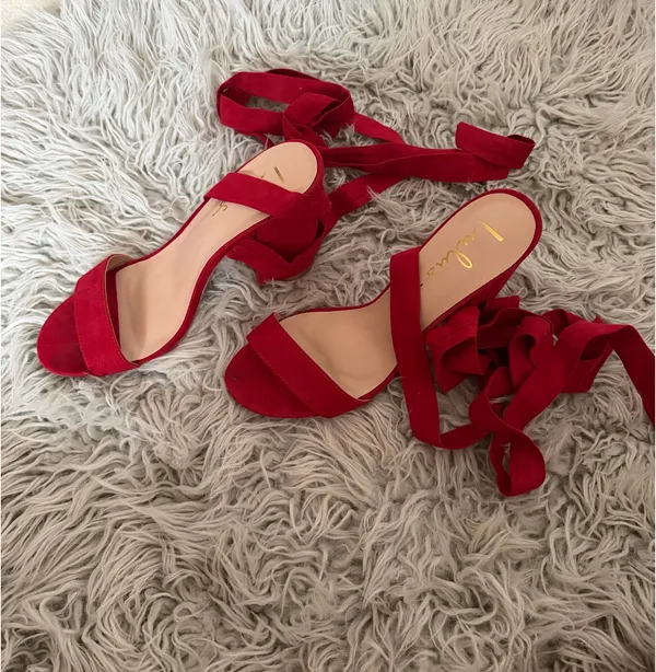 Lulus Red Lace-Up Heels - Image 4